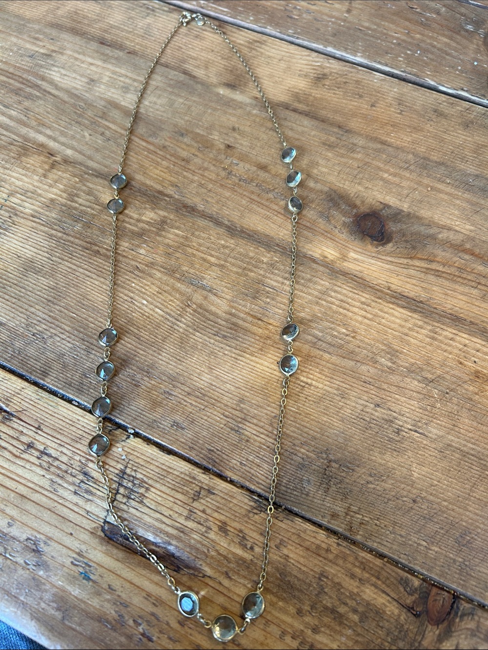 J. Crew Gold-Tone Long Necklace with Clear Crystal Drops